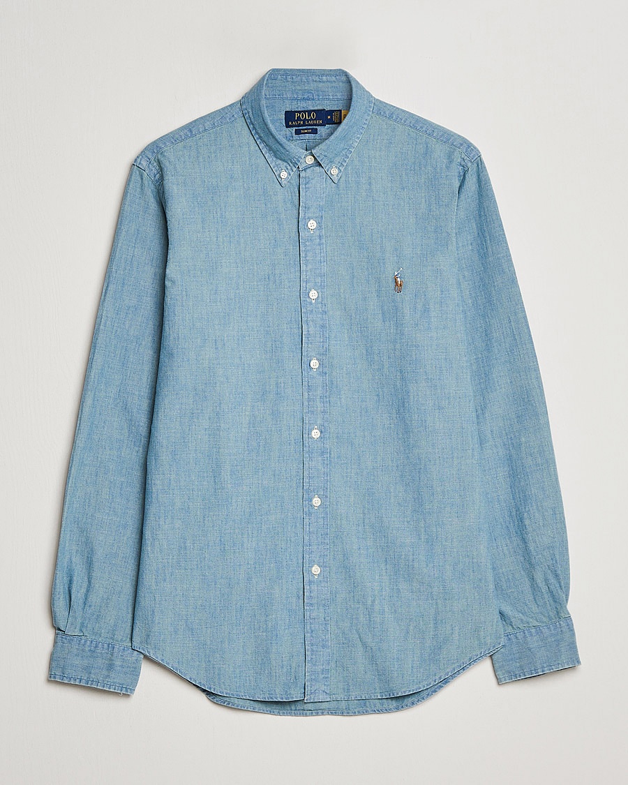 Polo Ralph Lauren Slim Fit Chambray Shirt Washed – Blauw