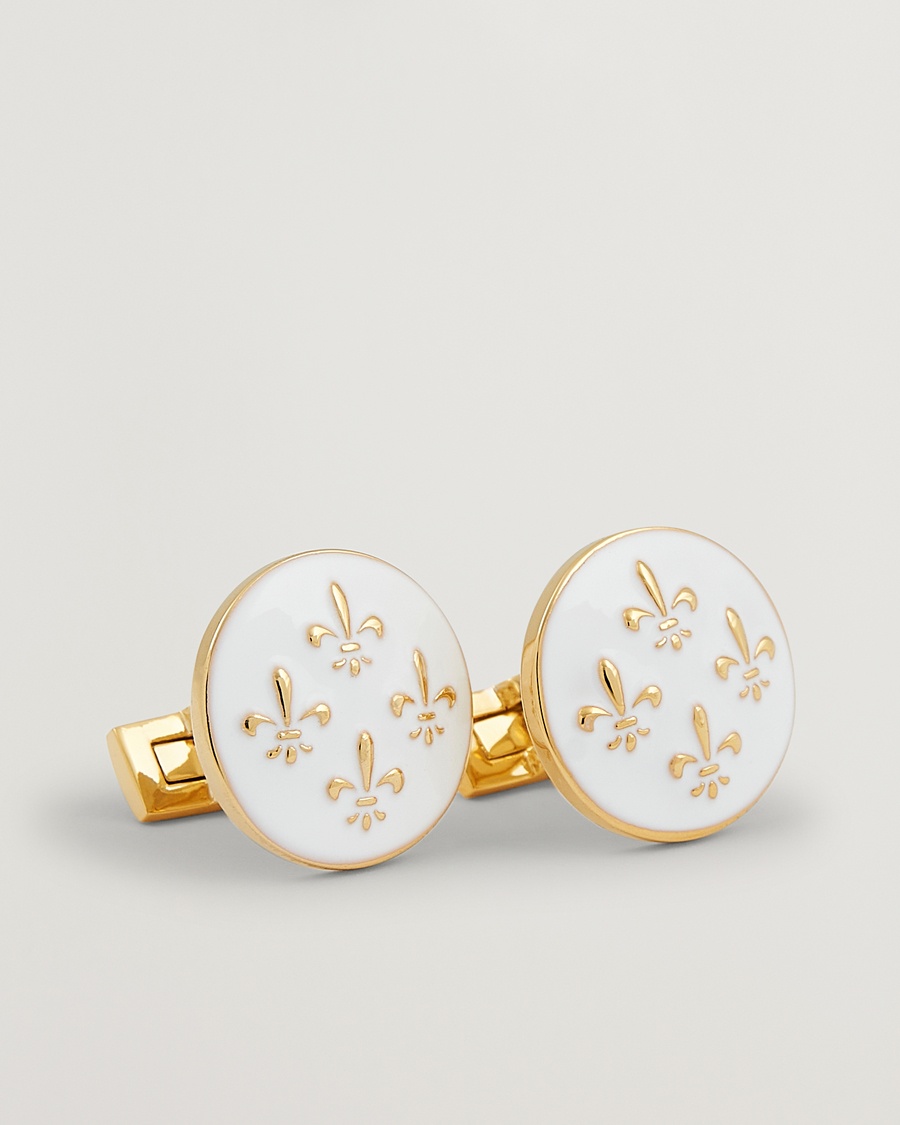 Heren | | Skultuna | Cuff Links Fleur de Lys Gold/Ivory White
