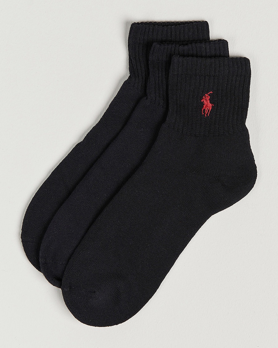 Polo Ralph Lauren 3-Pack Sport Quarter Socks Black – Zwart