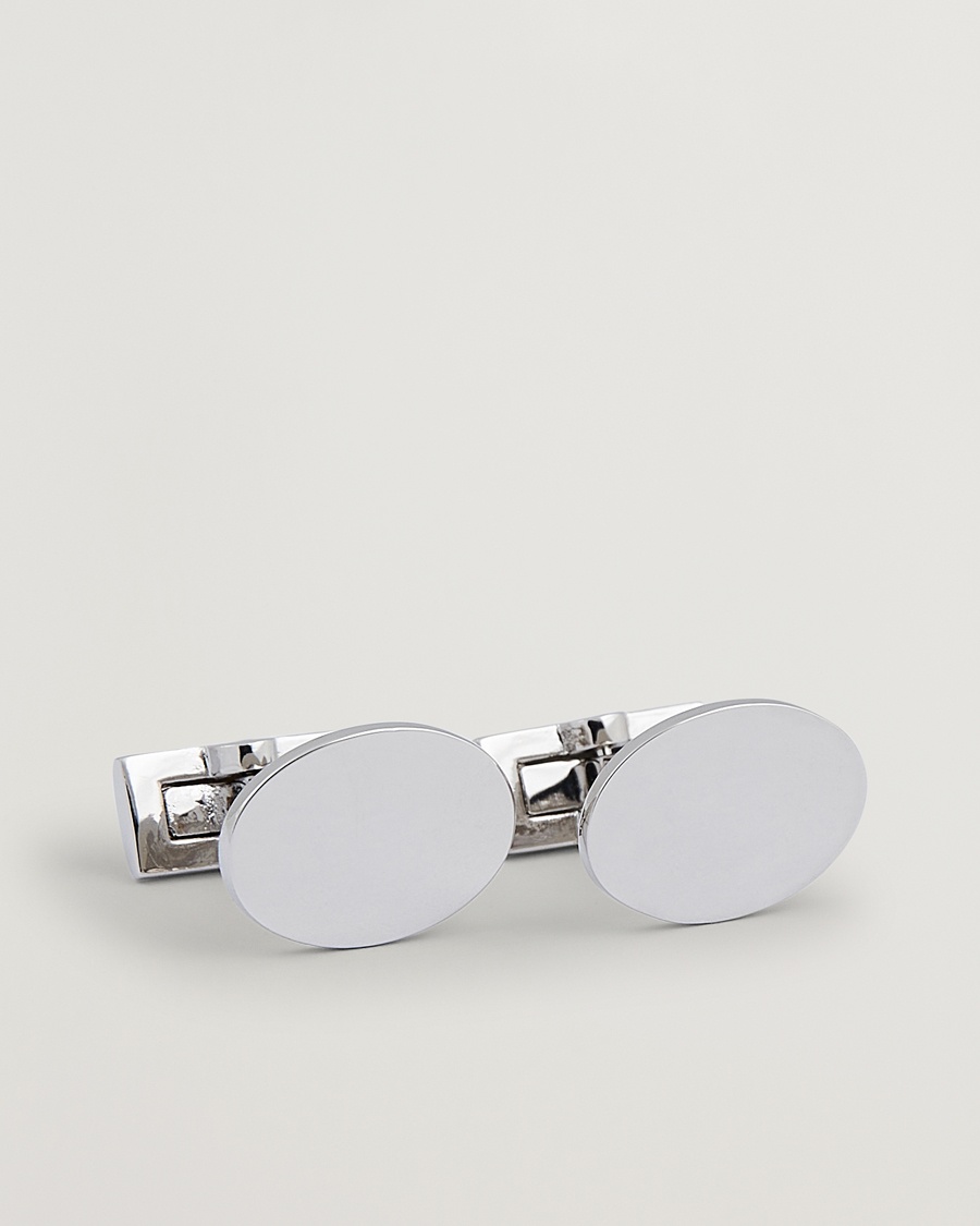 Heren | Zwarte stropdas | Skultuna | Cuff Links Black Tie Collection Oval Silver