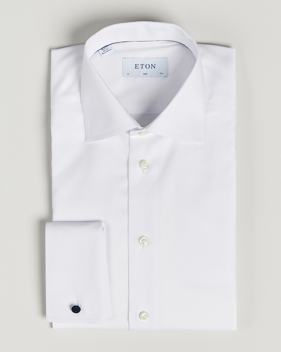 Eton Slim Fit Shirt Double Cuff White – Wit