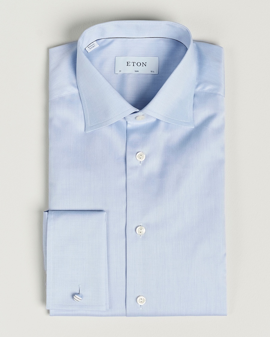 Eton Slim Fit Shirt Double Cuff Blue – Blauw