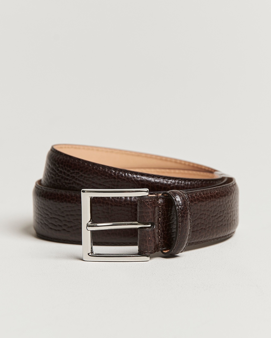 Crockett & Jones Belt 3,5 cm Dark Brown Grained Calf – Bruin