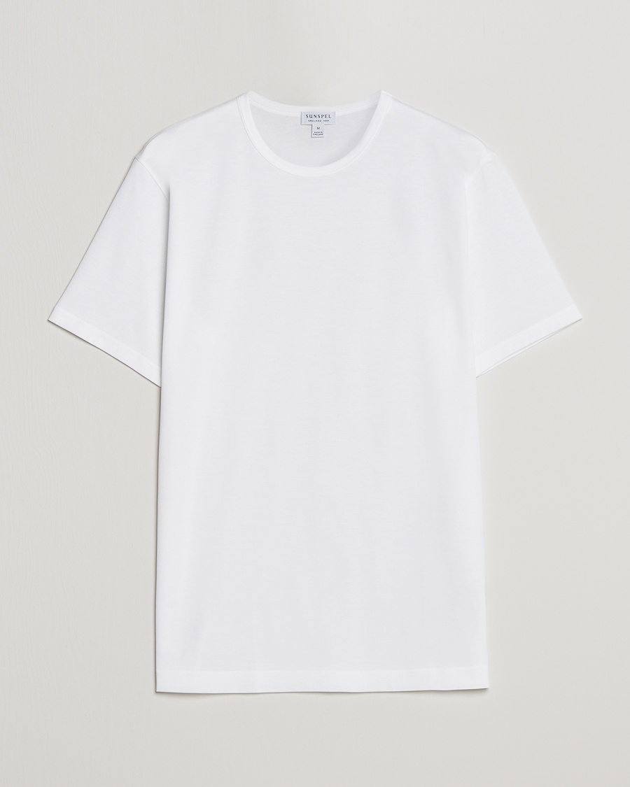 Sunspel Crew Neck Q82 Cotton T-Shirt White – Wit