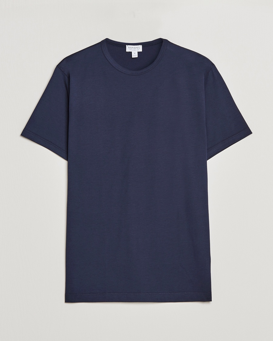 Heren | Tijdloze klassiekers | Sunspel | Crew Neck Q82 Cotton T-Shirt Navy