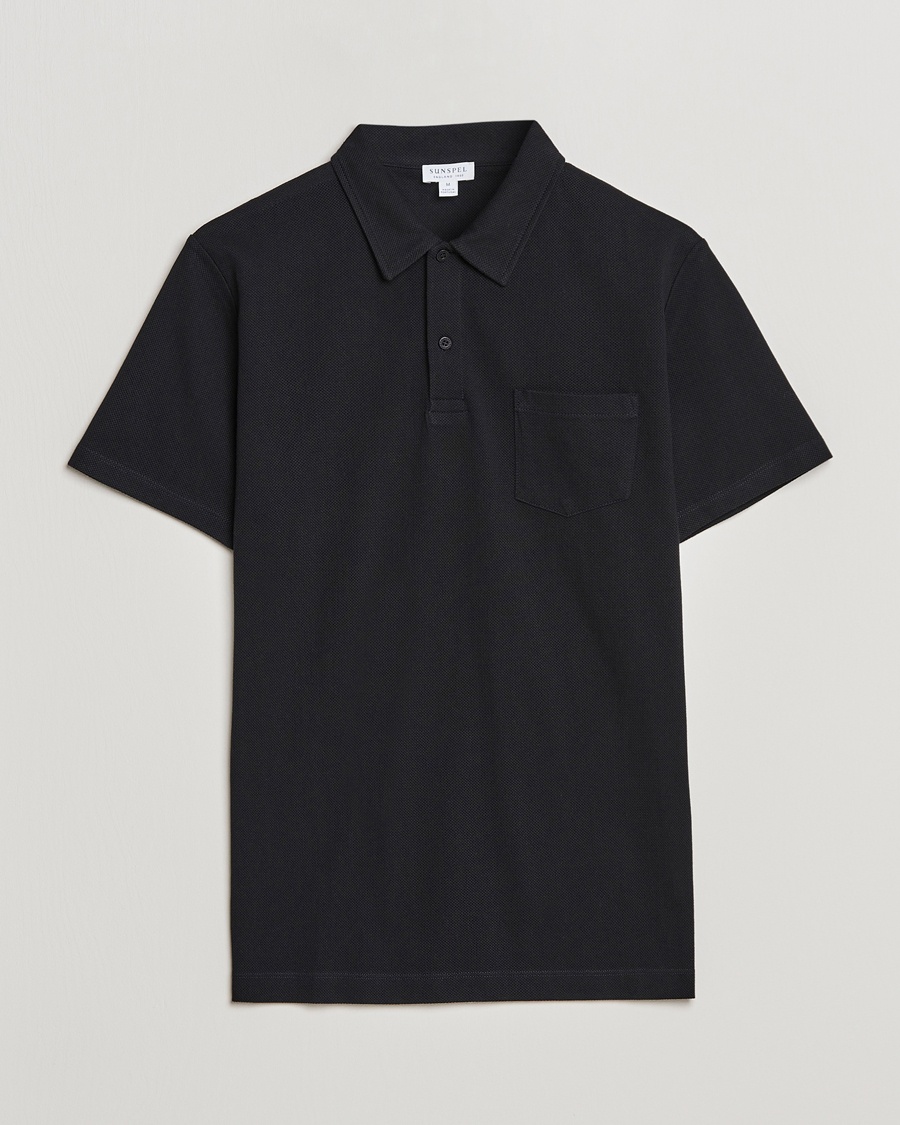Sunspel Riviera Polo Shirt Black – Zwart