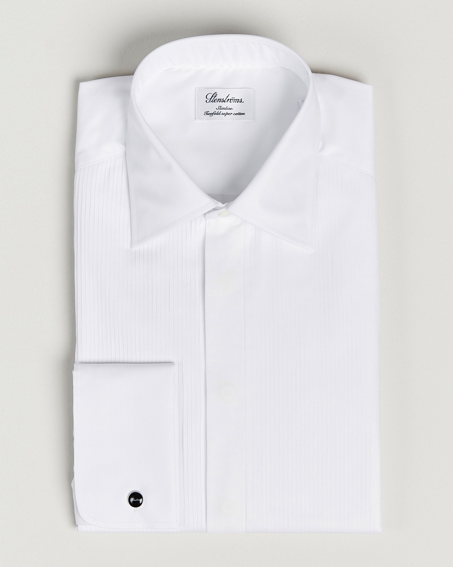 Stenströms Slimline Smoking Shirt White – Wit