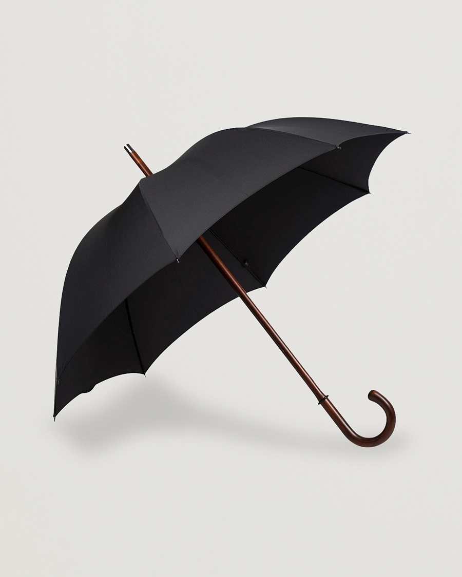 Heren | Paraplu's | Fox Umbrellas | Polished Cherrywood Solid Umbrella Black