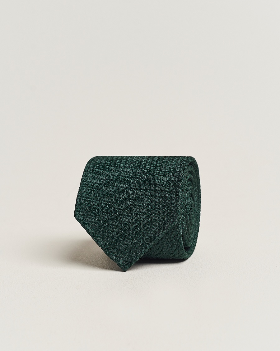 Drake's Large Knot Handrolled Grenadine Silk Tie Green