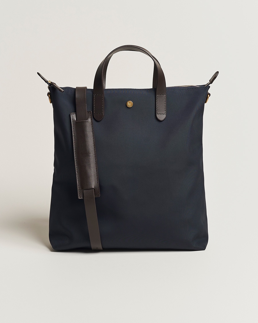 Mismo M/S Canvas Shopper Navy/Dark Brown – Blauw