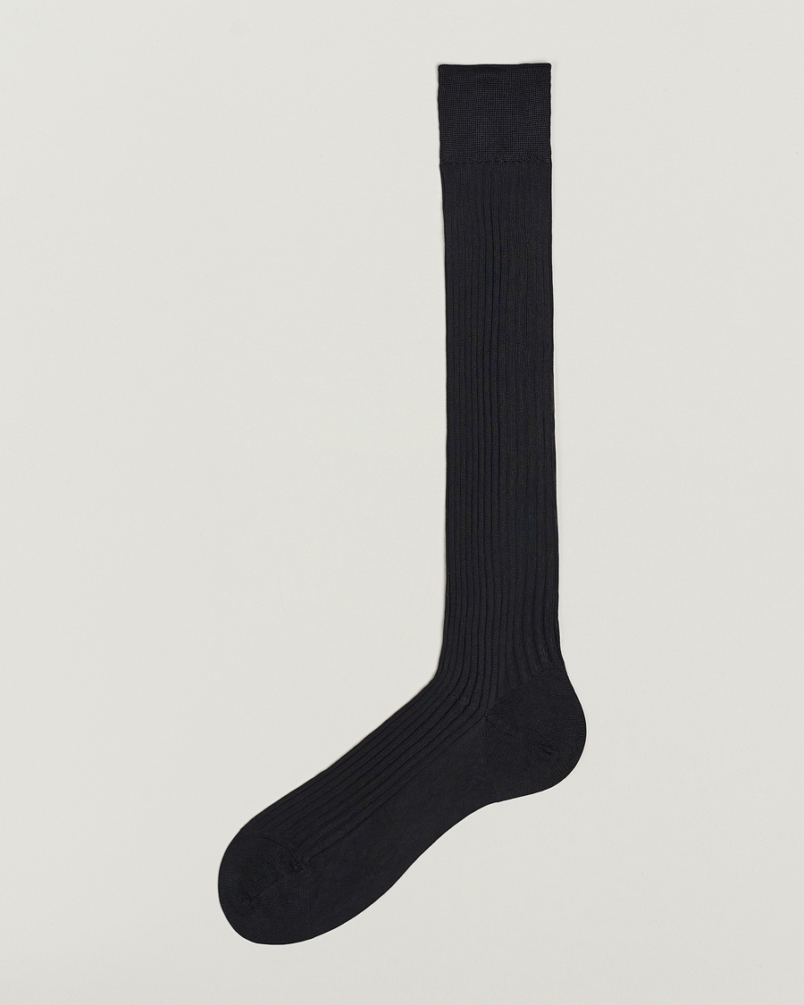 Pantherella Baffin Silk Long Sock Black – Zwart