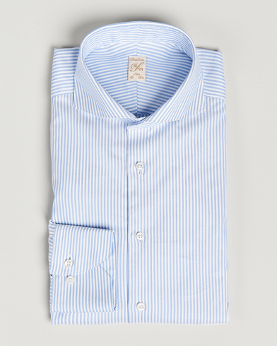 Heren | Stenströms | Stenströms | 1899 Slimline Supima Cotton Striped Shirt White/Blue