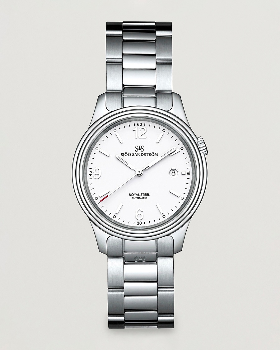 Sjöö Sandström Royal Steel Classic 41mm White and Steel – Zilver