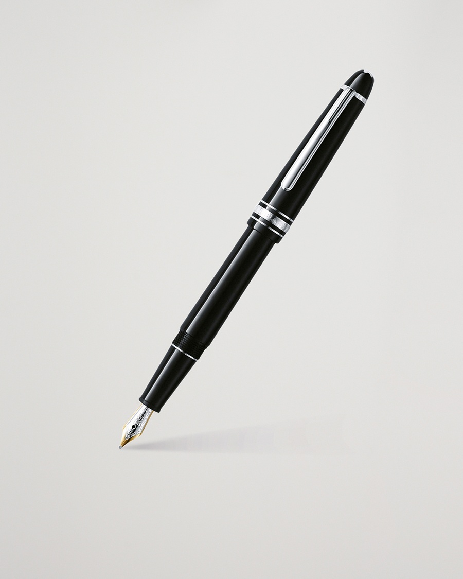 Montblanc 145 Classique Meisterstück F Fountain Pen Platinum Line – Zwart