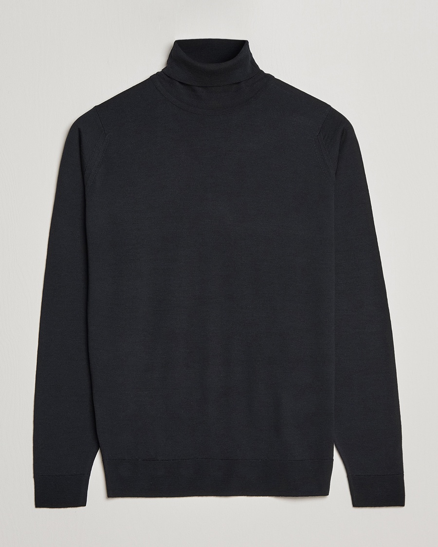 John Smedley Cherwell Extra Fine Merino Rollneck Black – Zwart