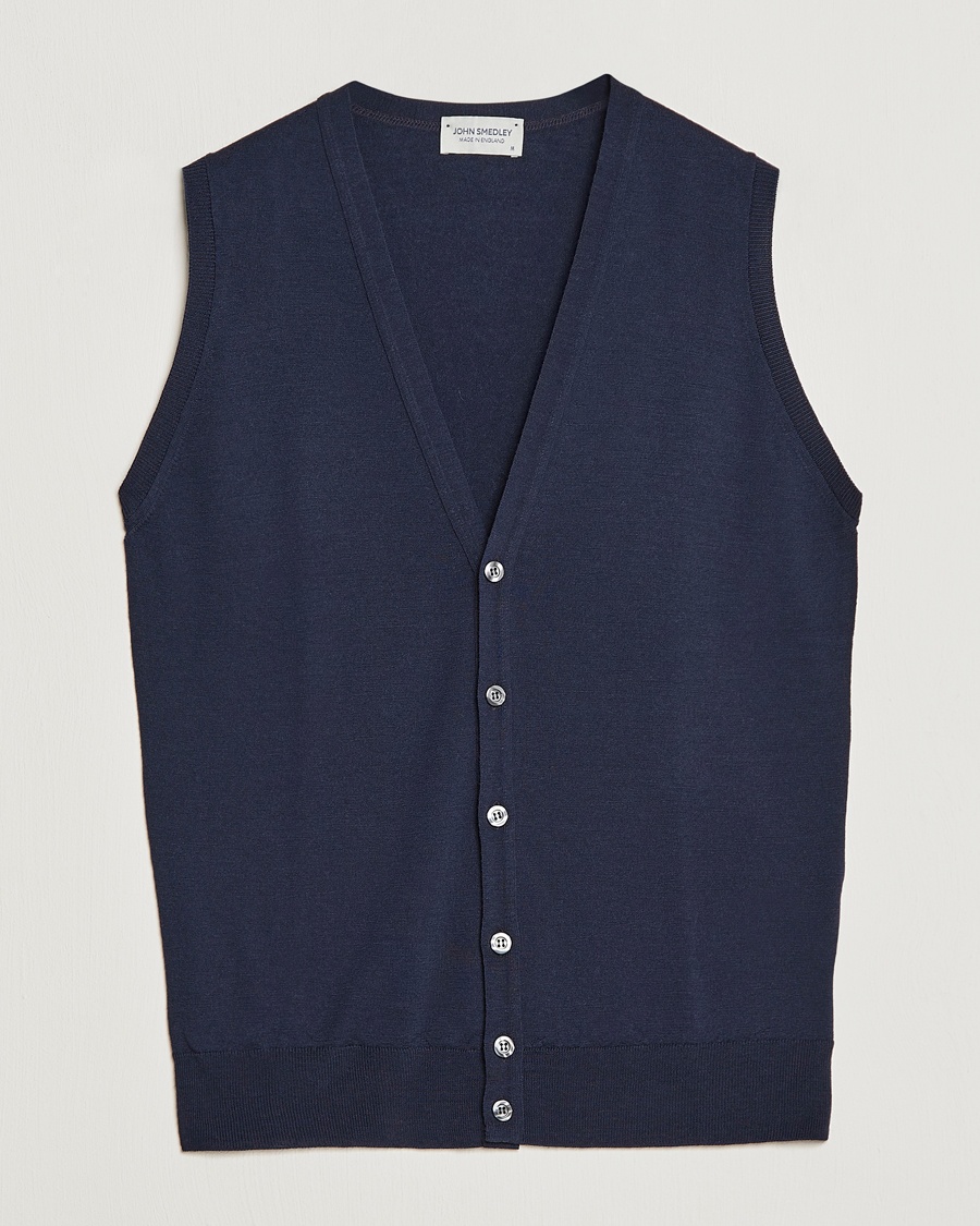 John Smedley Huntswood Slim Fit Waistcoat Midnight – Blauw