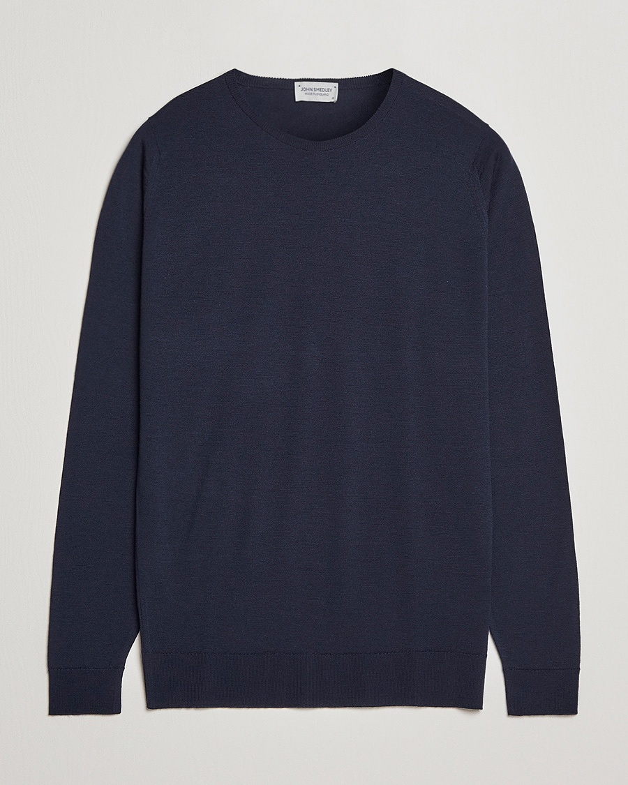John Smedley Lundy Extra Fine Merino Crew Neck Midnight – Blauw