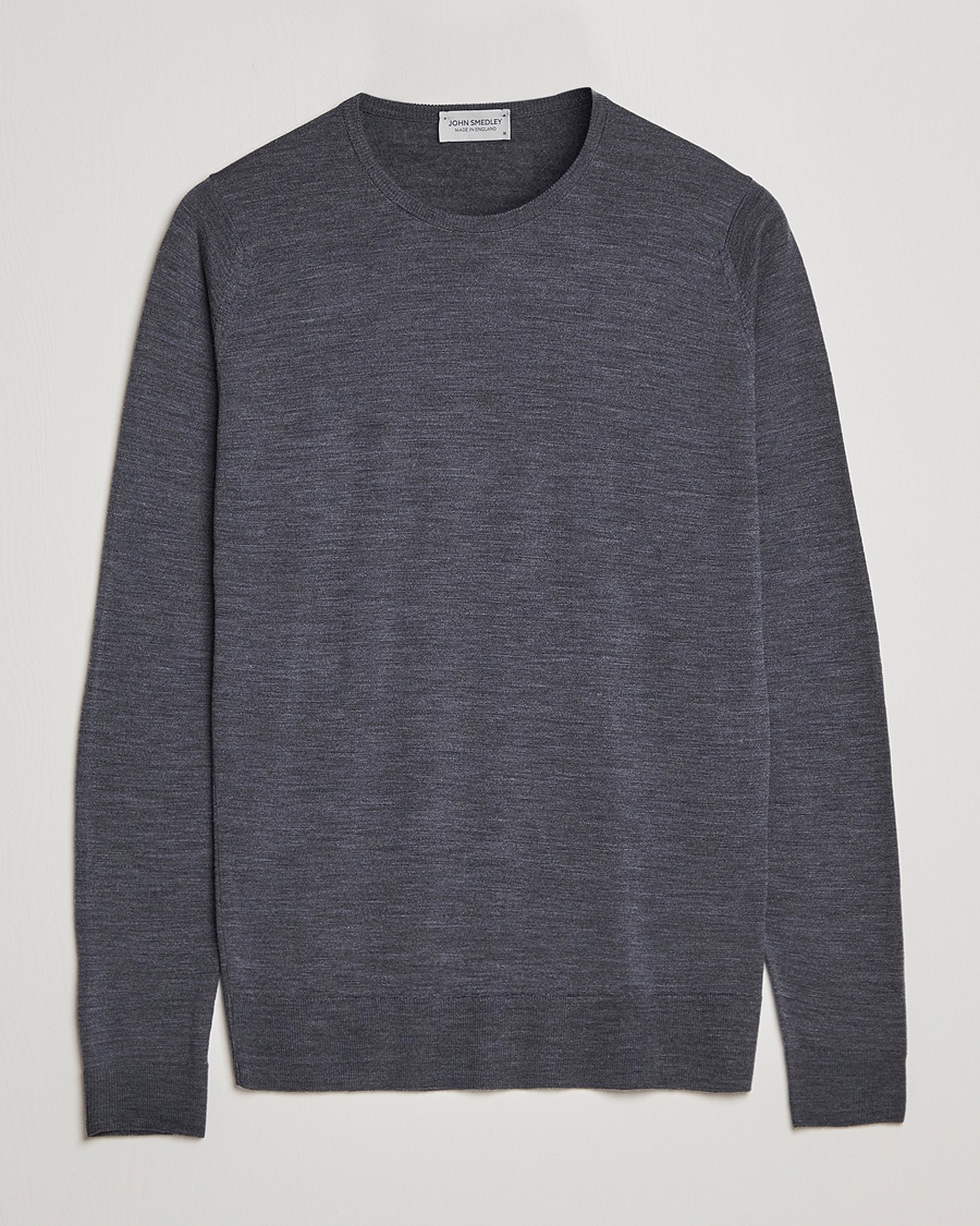 Heren | Tijdloze klassiekers | John Smedley | Lundy Extra Fine Merino Crew Neck Charcoal