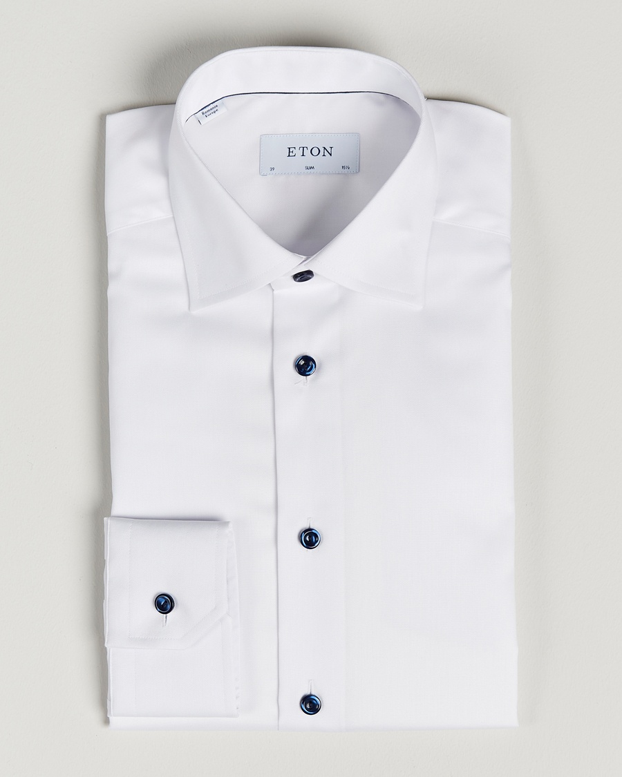 Eton Slim Fit Signature Twill Shirt White – Wit