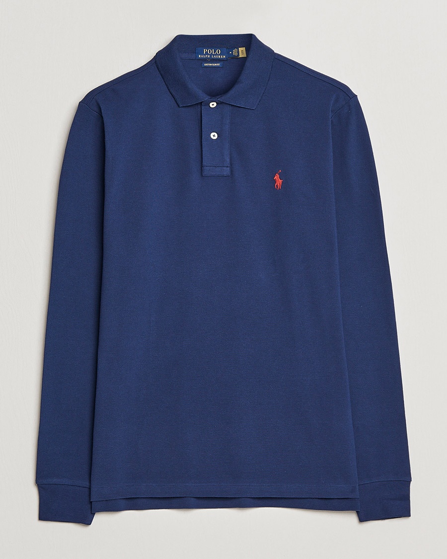 Polo Ralph Lauren Custom Slim Fit Long Sleeve Polo Newport Navy – Blauw