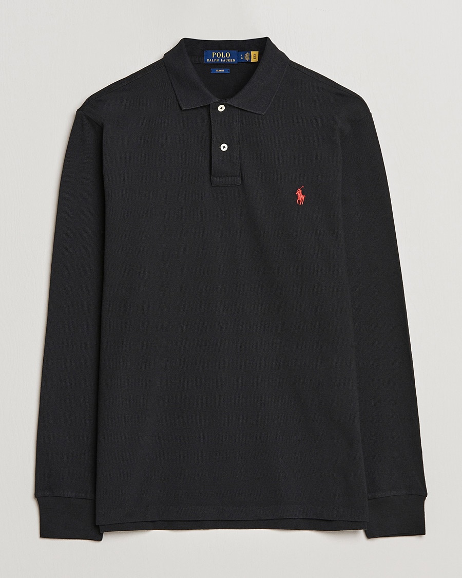 Polo Ralph Lauren Slim Fit Long Sleeve Polo Polo Black – Zwart