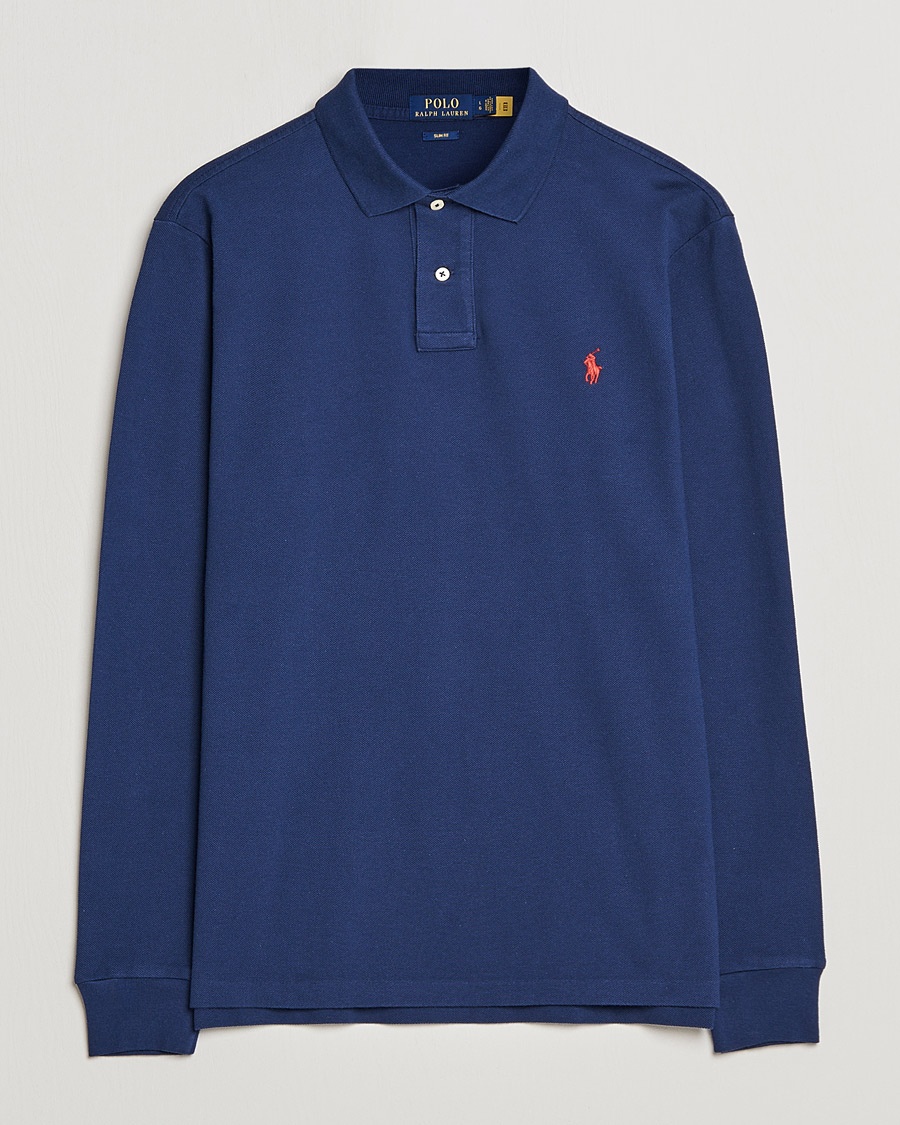 Polo Ralph Lauren Slim Fit Long Sleeve Polo Newport Navy – Blauw