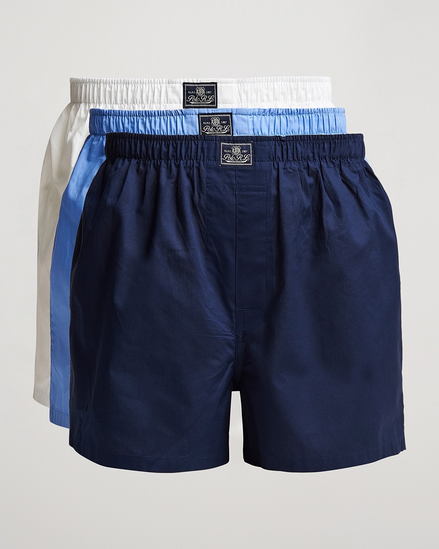 Polo Ralph Lauren 3-Pack Woven Boxer White/Blue/Navy – Blauw