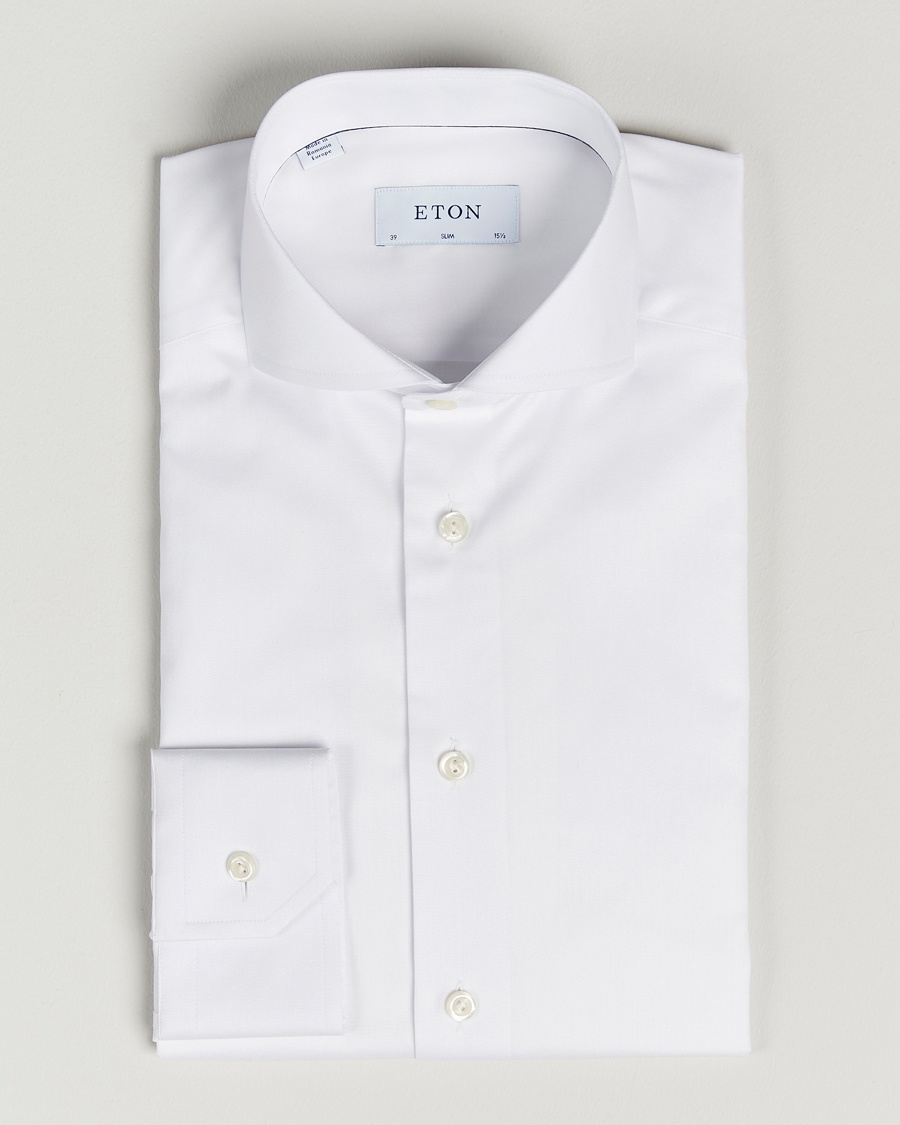 Eton Slim Fit Twill Cut Away Shirt White – Wit