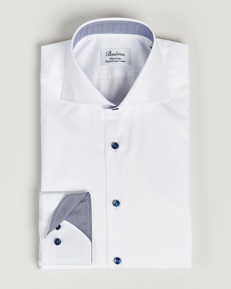 Heren | | Stenströms | Fitted Body Contrast Shirt White