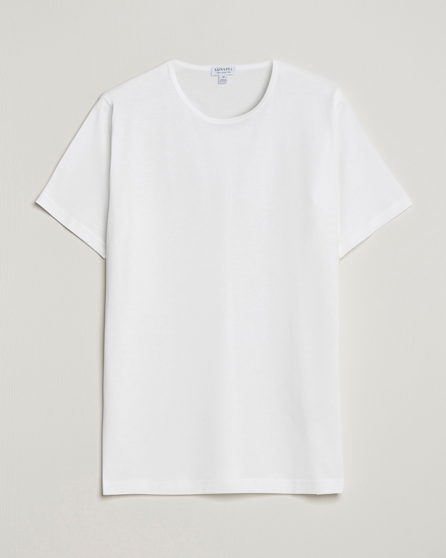 Sunspel Superfine Cotton Crew Neck T-Shirt White – Wit