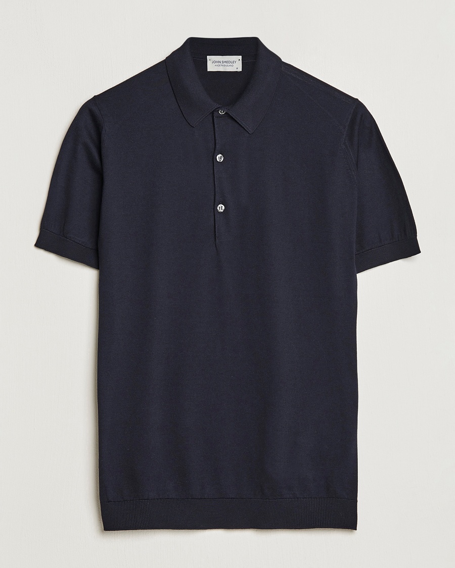 John Smedley Adrian Slim Fit Sea Island Polo Navy – Blauw