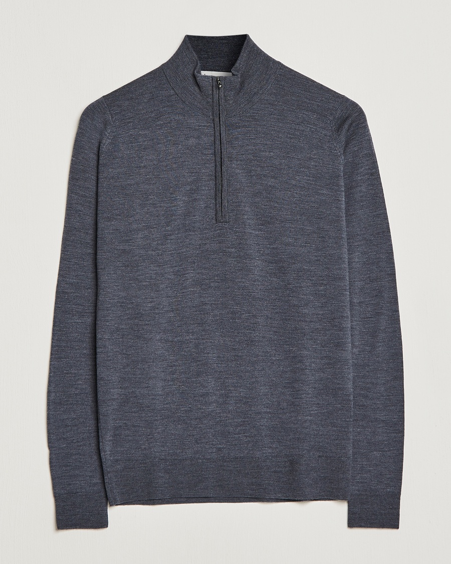 John Smedley Barrow Extra Fine Merino Half Zip Charcoal – Grijs
