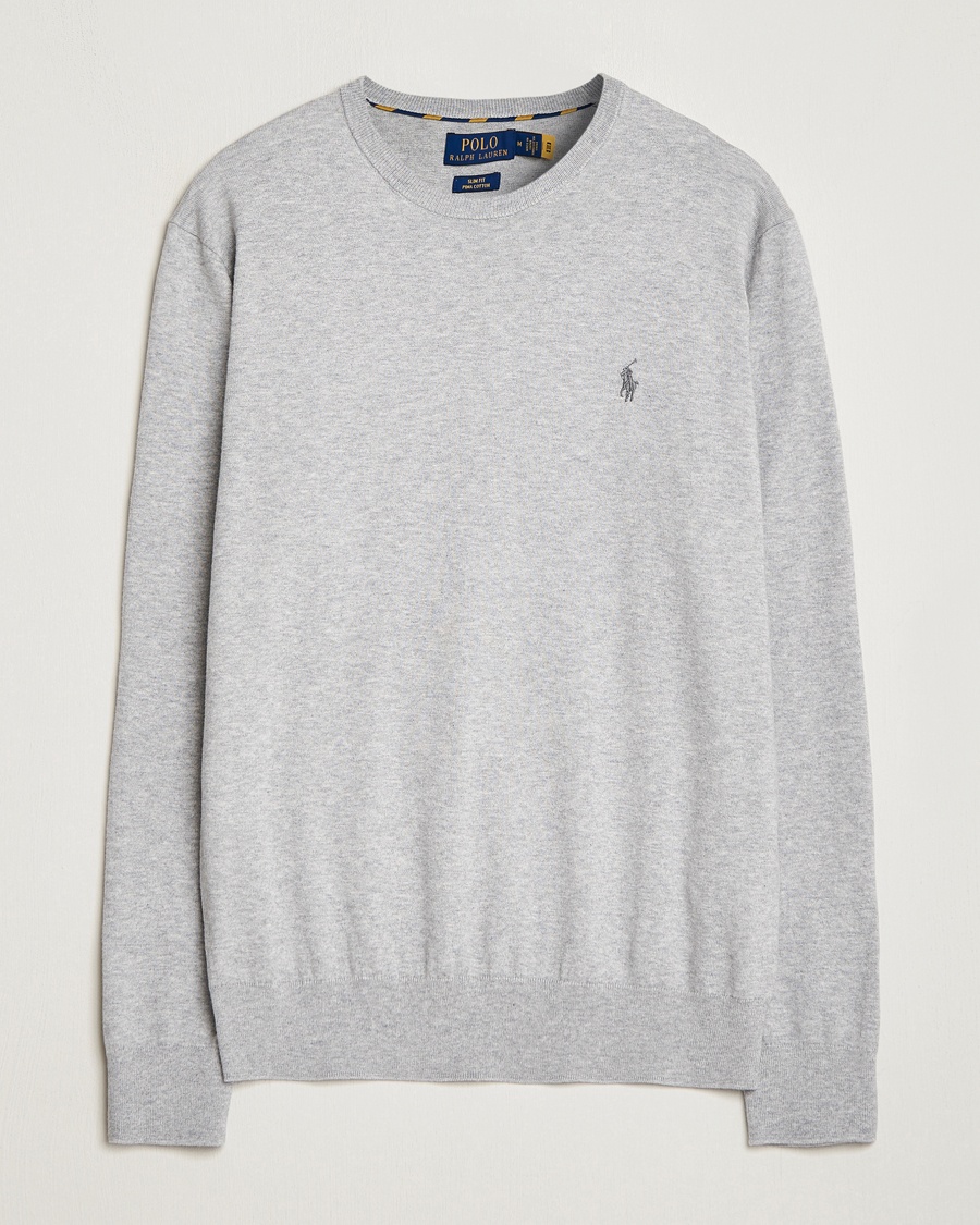 Polo Ralph Lauren Pima Cotton Crew Neck Pullover Andover Heather – Grijs