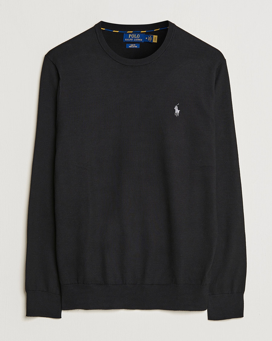 Polo Ralph Lauren Pima Cotton Crew Neck Pullover Polo Black – Zwart