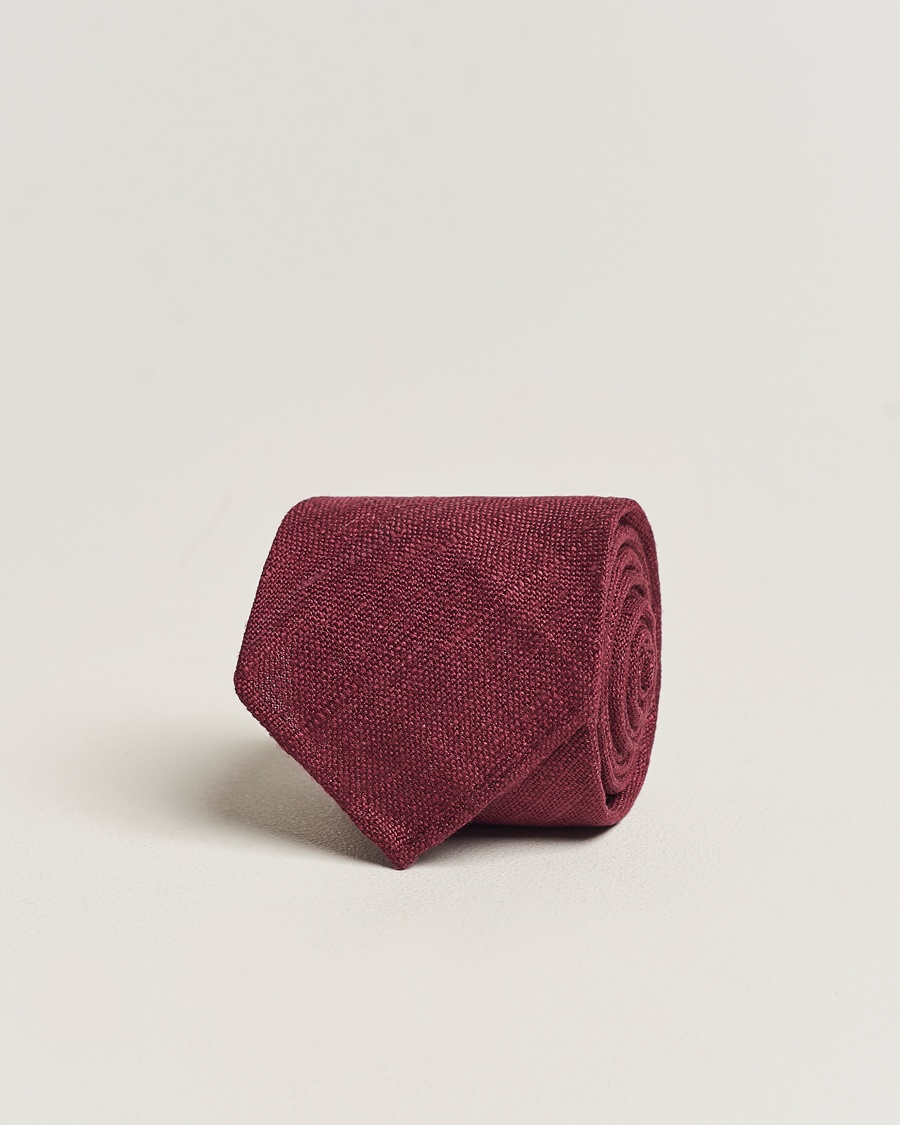 Heren | | Drake's | Silk Tussah Handrolled Tie Wine