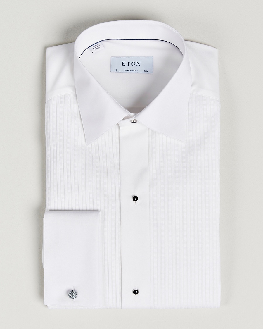 Eton Custom Fit Tuxedo Shirt Black Ribbon White – Wit