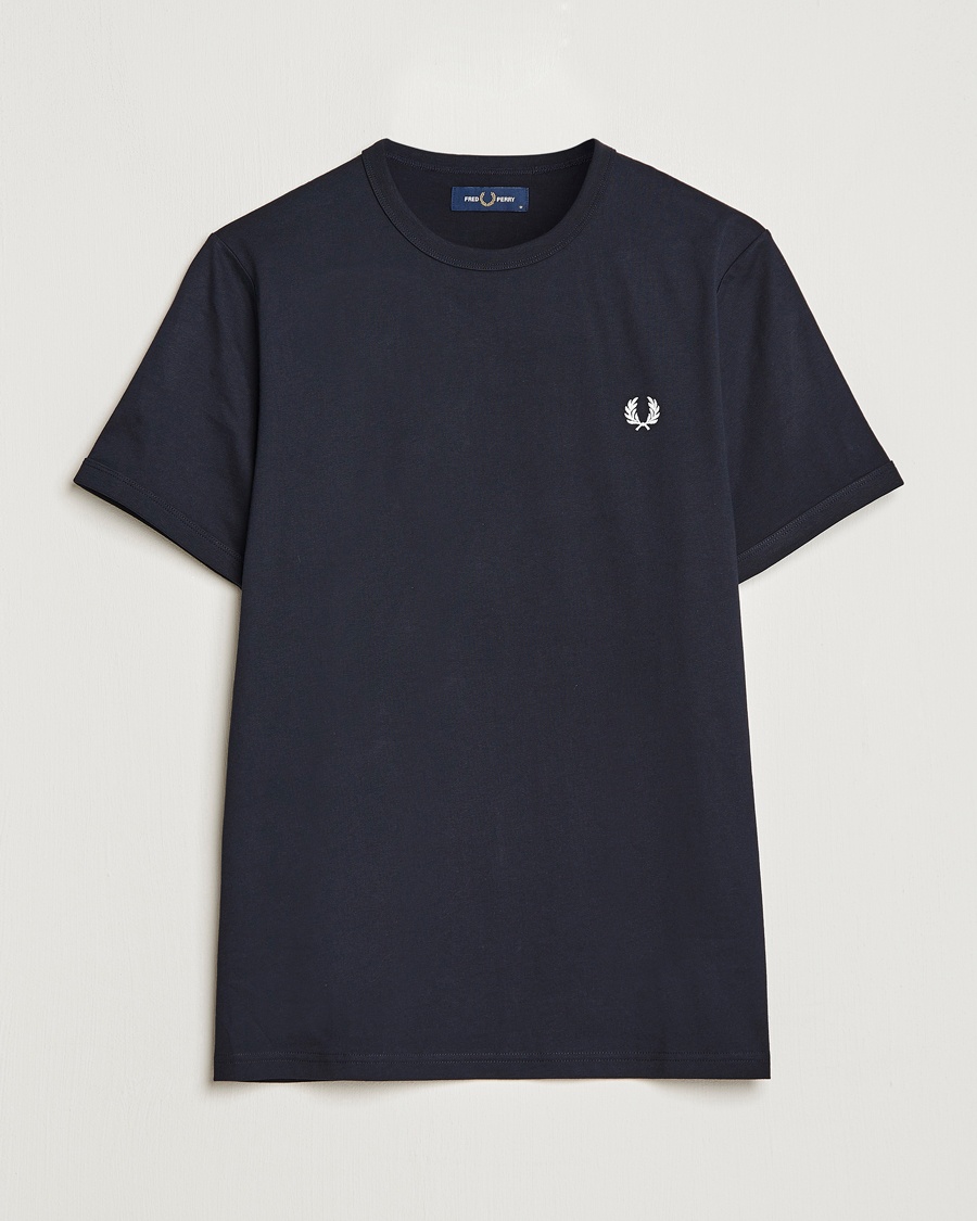 Fred Perry Ringer Crew Neck Tee Navy – Blauw