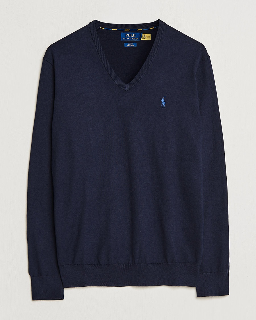 Heren | | Polo Ralph Lauren | Pima Cotton V-neck Pullover Hunter Navy