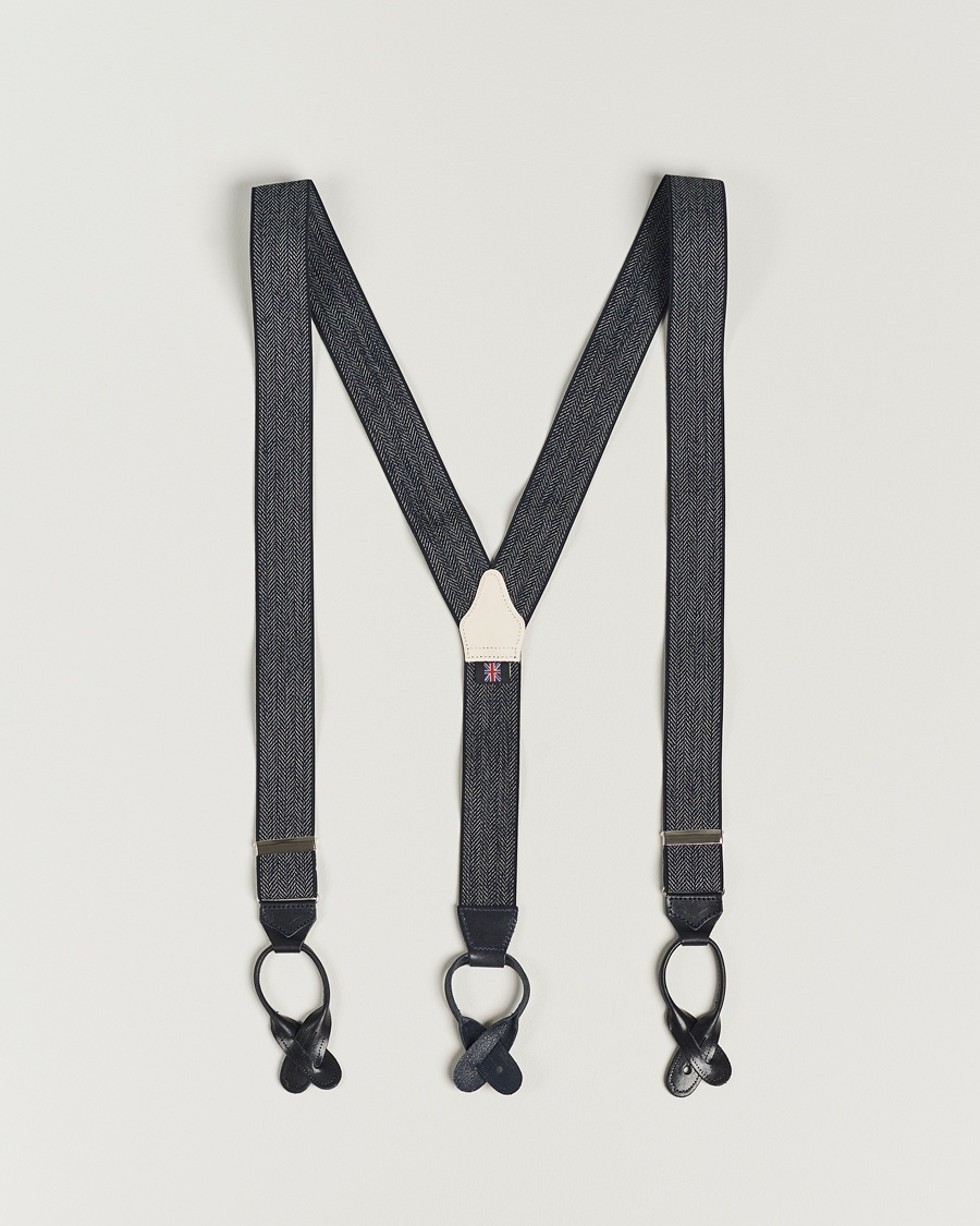 Heren | Accessoires | Albert Thurston | Elastic Herringbone Braces 35mm Blue