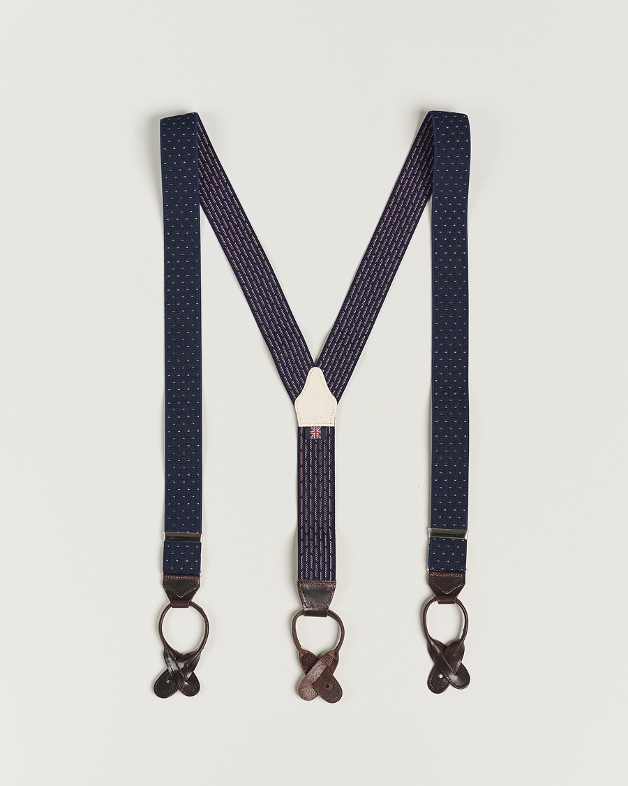 Heren | Accessoires | Albert Thurston | Elastic Dot Braces 35mm Blue