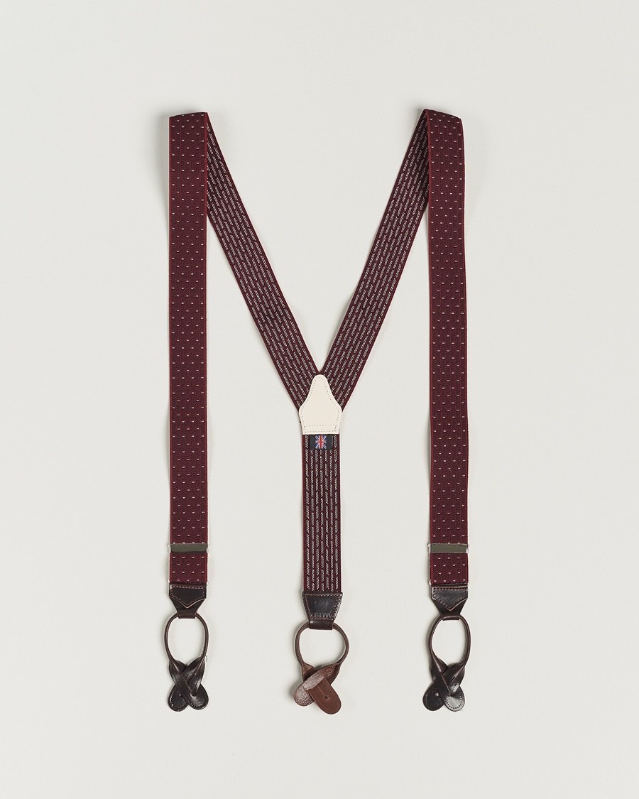 Heren | Accessoires | Albert Thurston | Elastic Dot Braces 35mm Wine