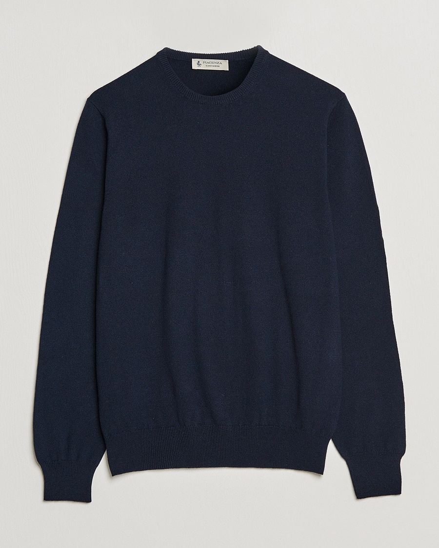 Piacenza Cashmere Cashmere Crew Neck Sweater Navy – Blauw