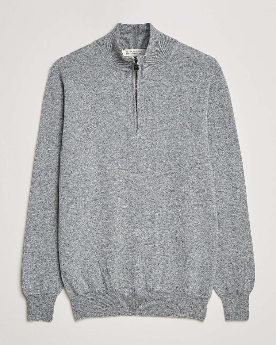 Piacenza Cashmere Cashmere Half Zip Sweater Light Grey – Grijs
