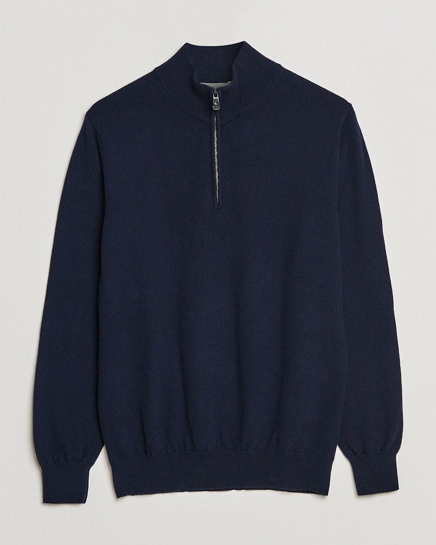 Piacenza Cashmere Cashmere Half Zip Sweater Navy – Blauw