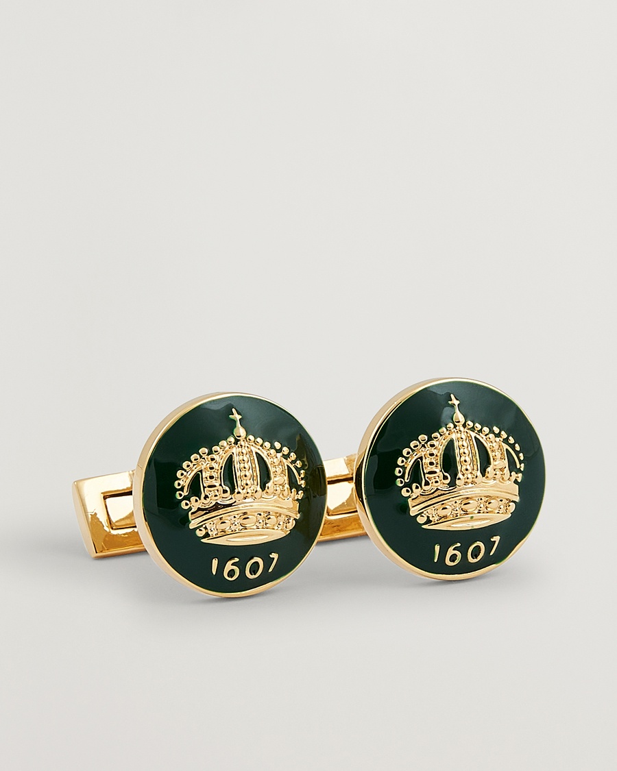Heren | Zwarte stropdas | Skultuna | The Crown Cufflinks Green