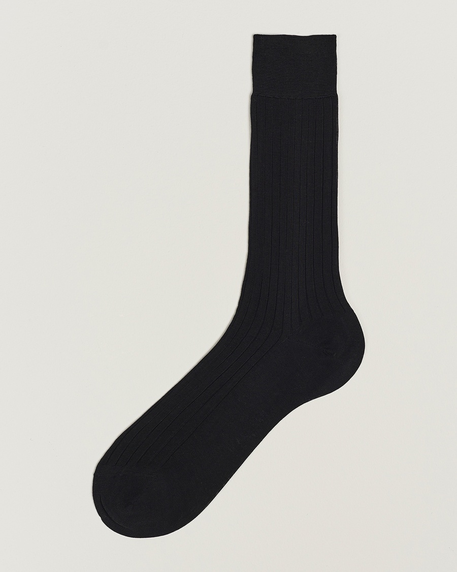 Bresciani Cotton Ribbed Short Socks Black – Zwart