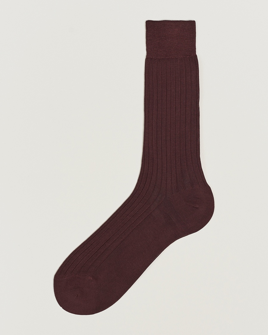 Heren |  | Bresciani | Cotton Ribbed Short Socks Burgundy