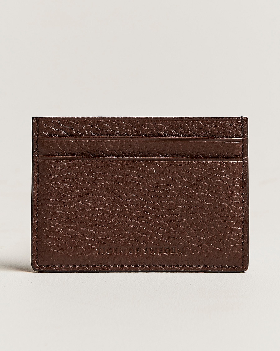 Tiger of Sweden Wake Grained Leather Cardholder Brown – Bruin