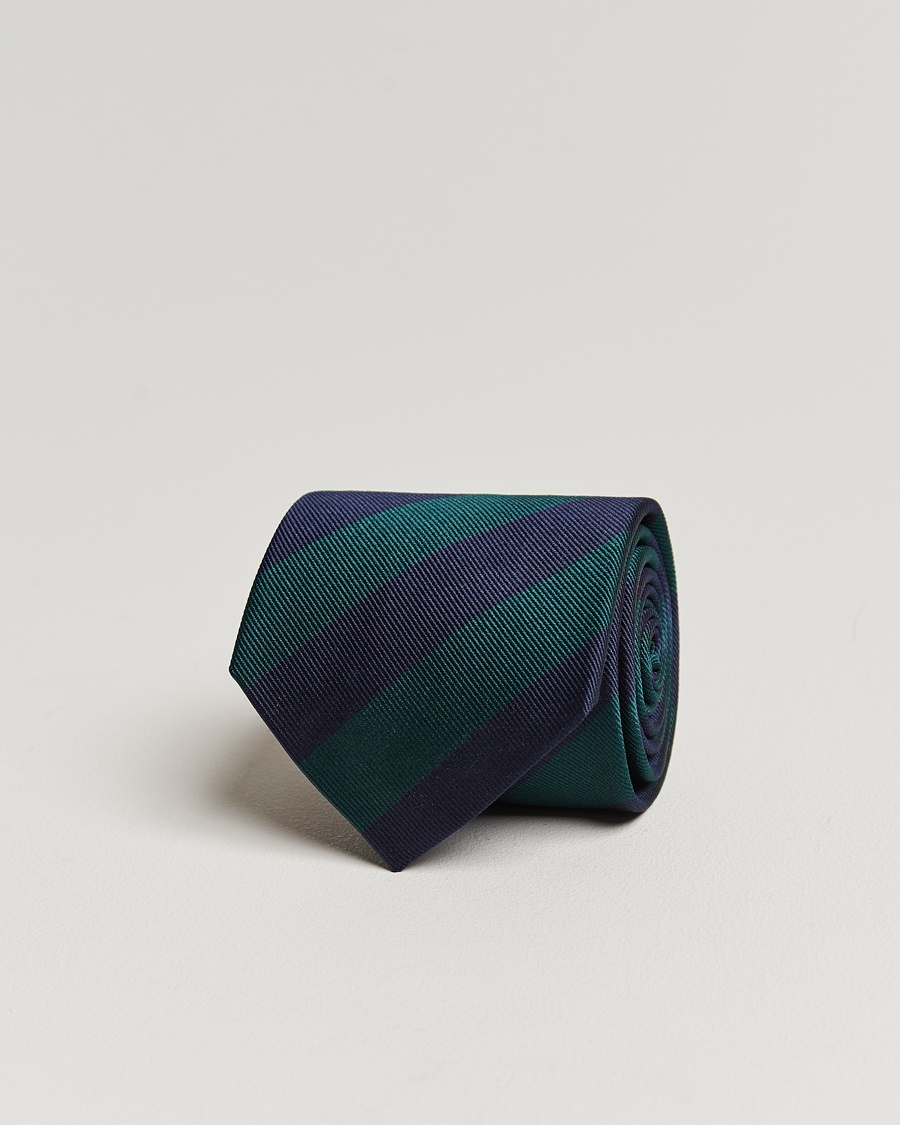 Amanda Christensen Regemental Stripe Classic Tie 8 cm Green/Navy – Blauw