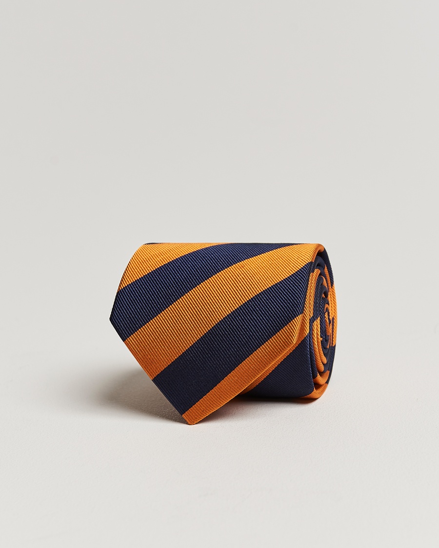 Amanda Christensen Regemental Stripe Classic Tie 8 cm Orange/Navy – Blauw